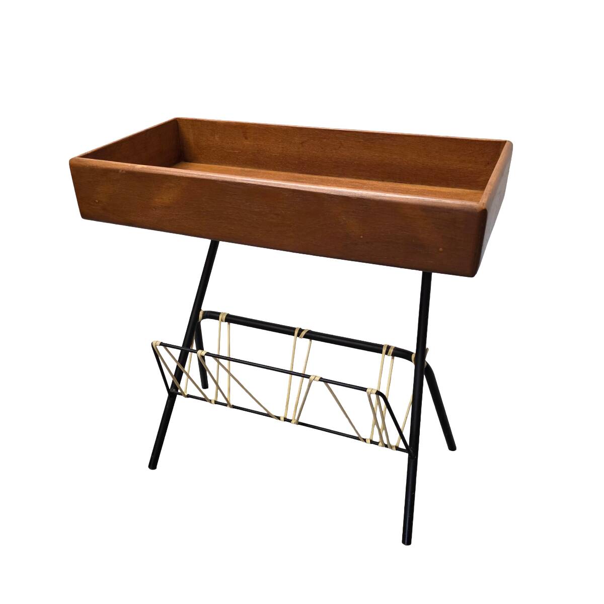 Vintage Side Table With Magazine Holder, 1960s