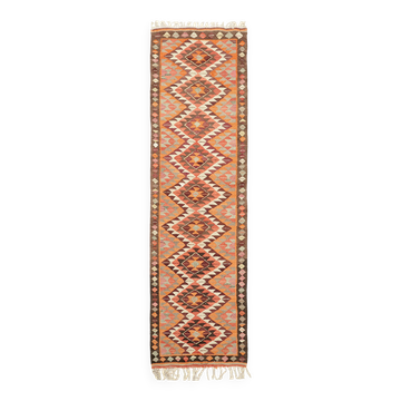 Turkish Handwoven Vintage Herki Kilim 101 cm x 321 cm