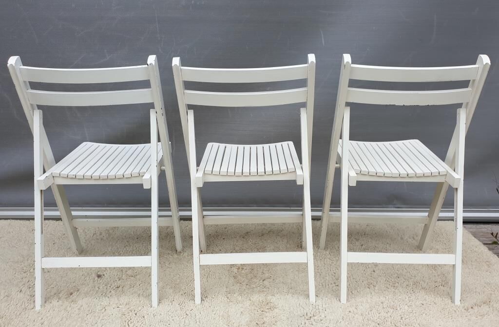 Set 3 folding chairs wood