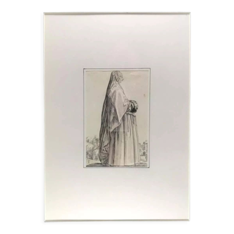 « La Dame en deuil », gravure de Jacques Callot du 17ème siècle