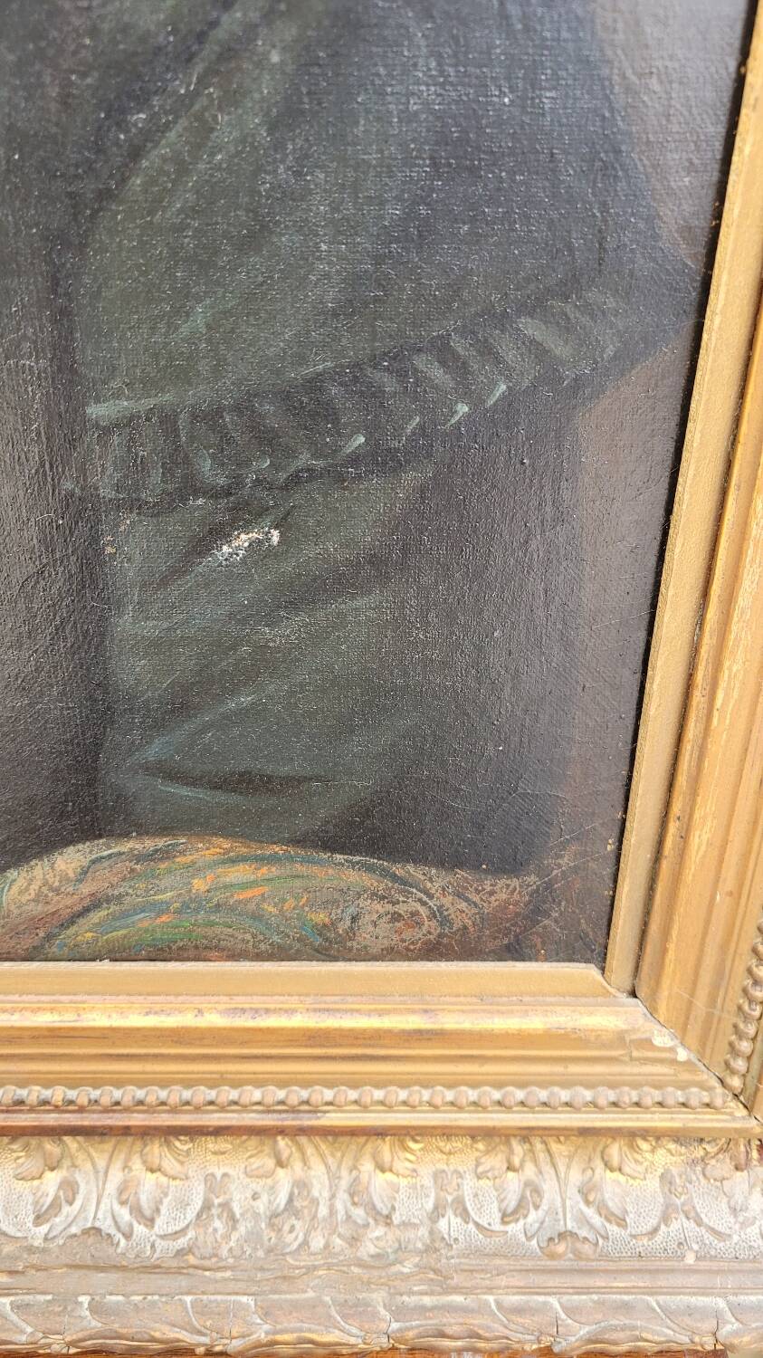 Oil on Canvas Portrait Painting of a Woman Framed 19th Century Signed