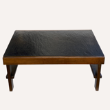 Brutalist Modernist Coffee Table in Black Grey Natural Stone by Carl Straub 1960s