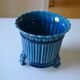 Cracked blue ceramic cache pot