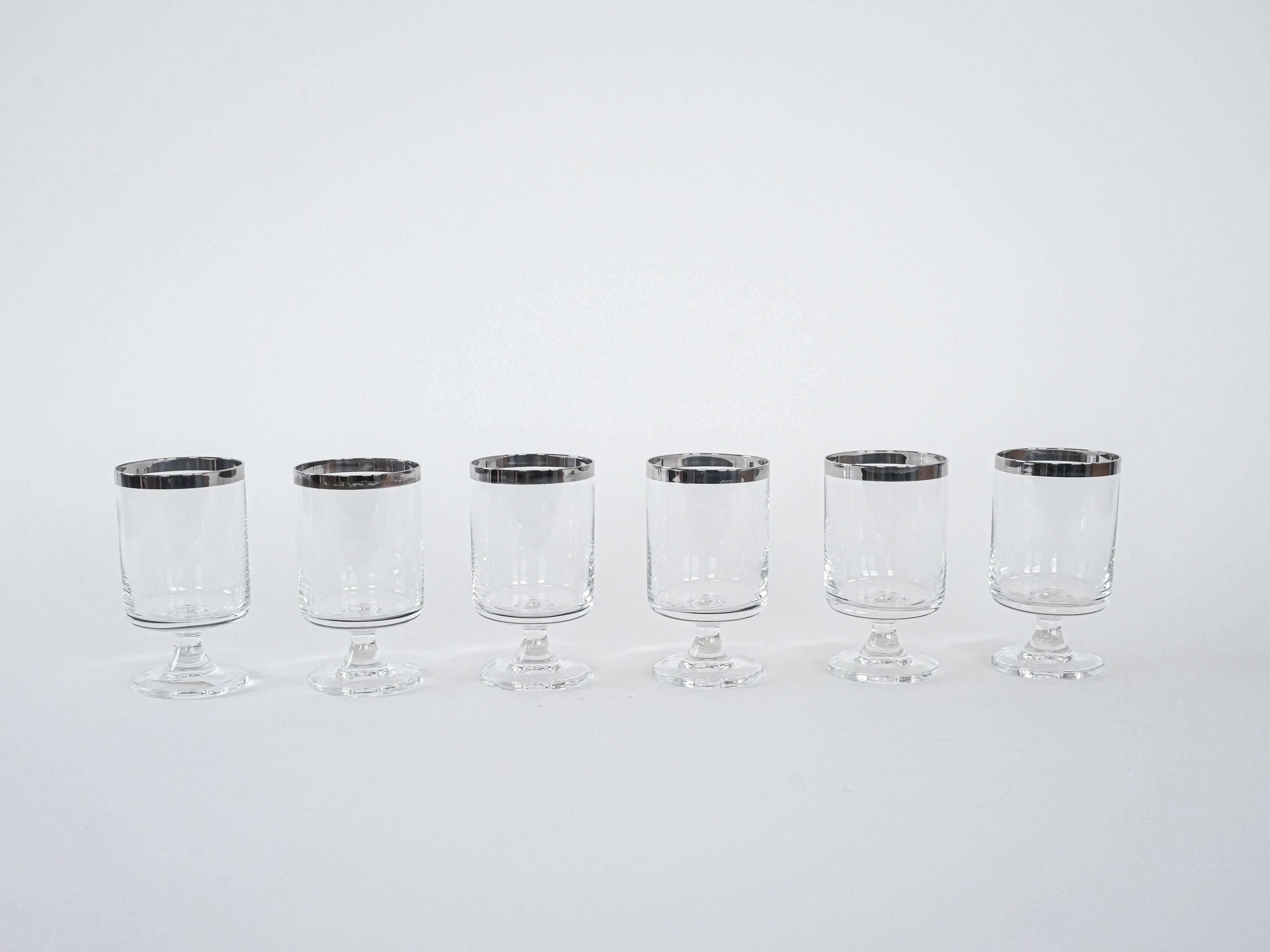 Set of glasses, Hollywood Regency style, 1970s, made in Italy