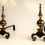 Paire de chenets en bronze, style baroque