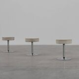 Vintage Mid-century design stool in chrome with white leather seat, 1970s