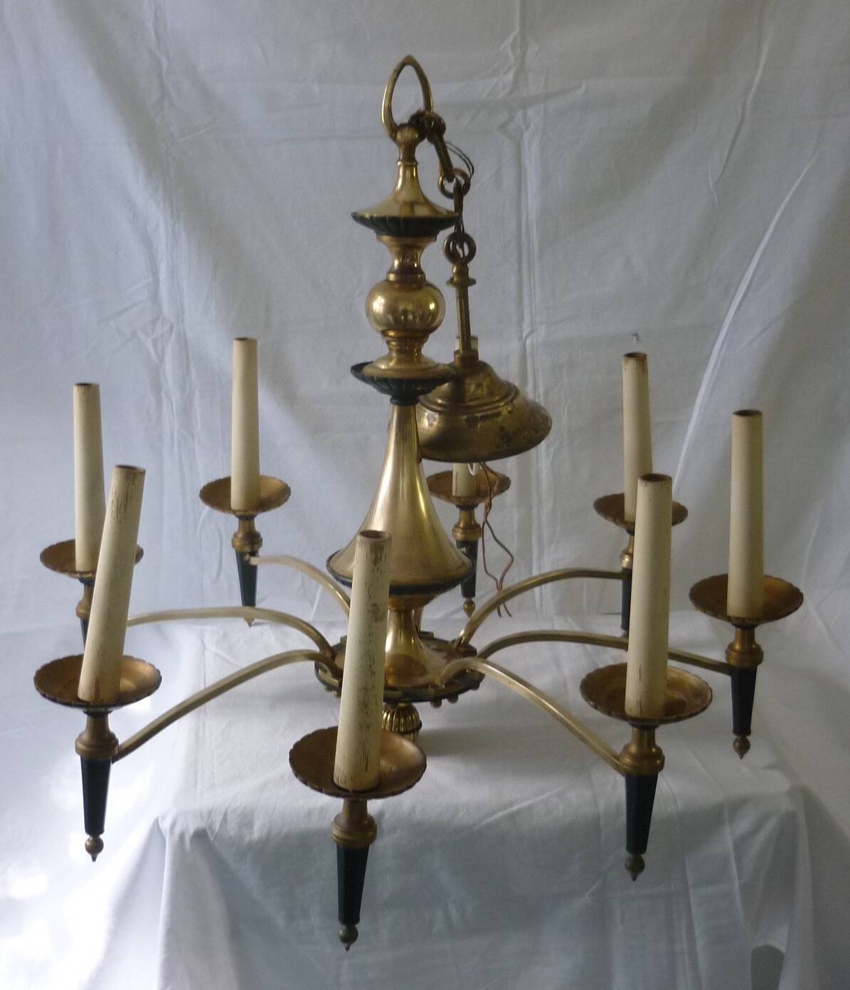 Empire chandelier in bronze and gilded brass