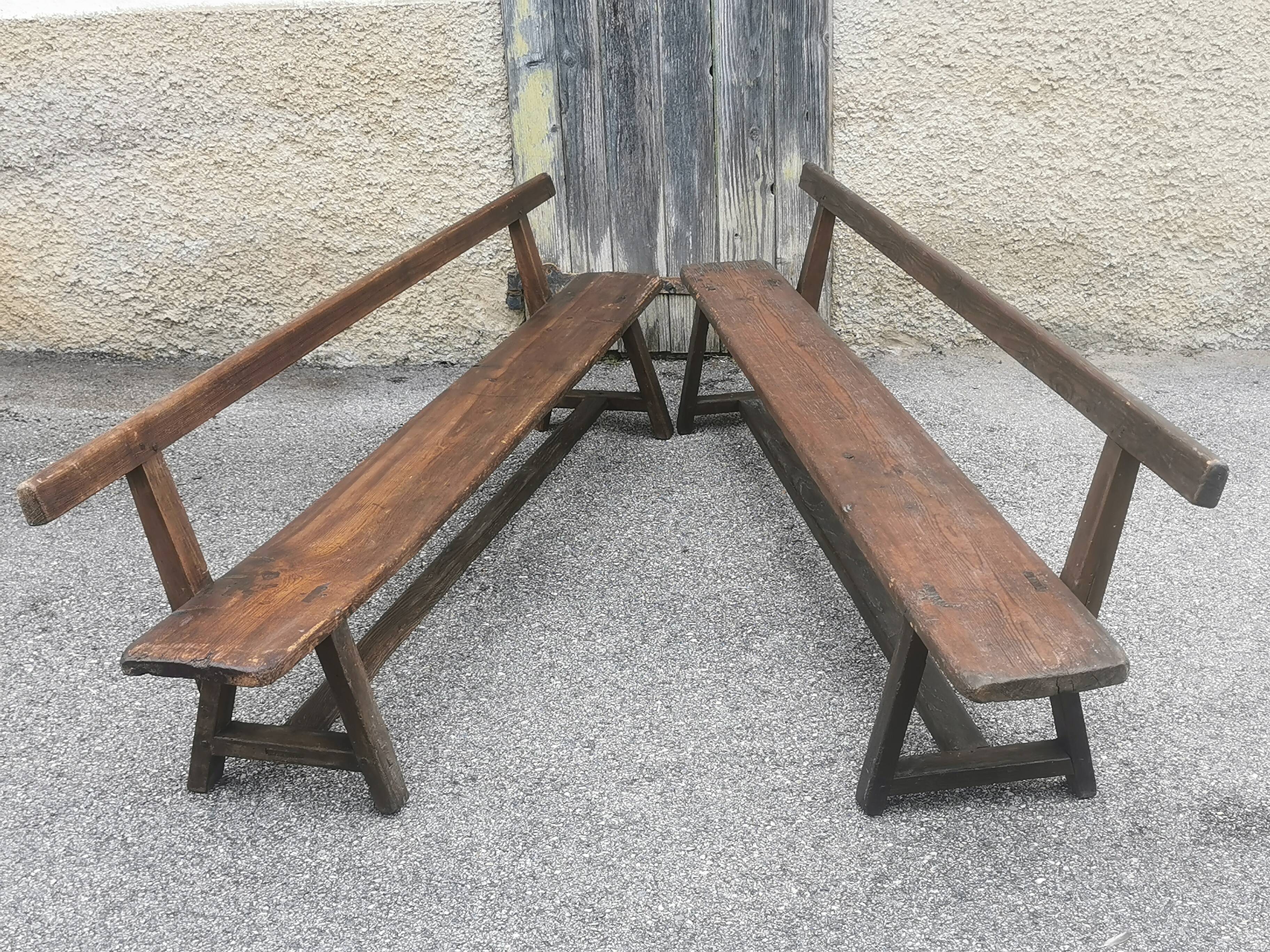 Pair of antique 19th century benches