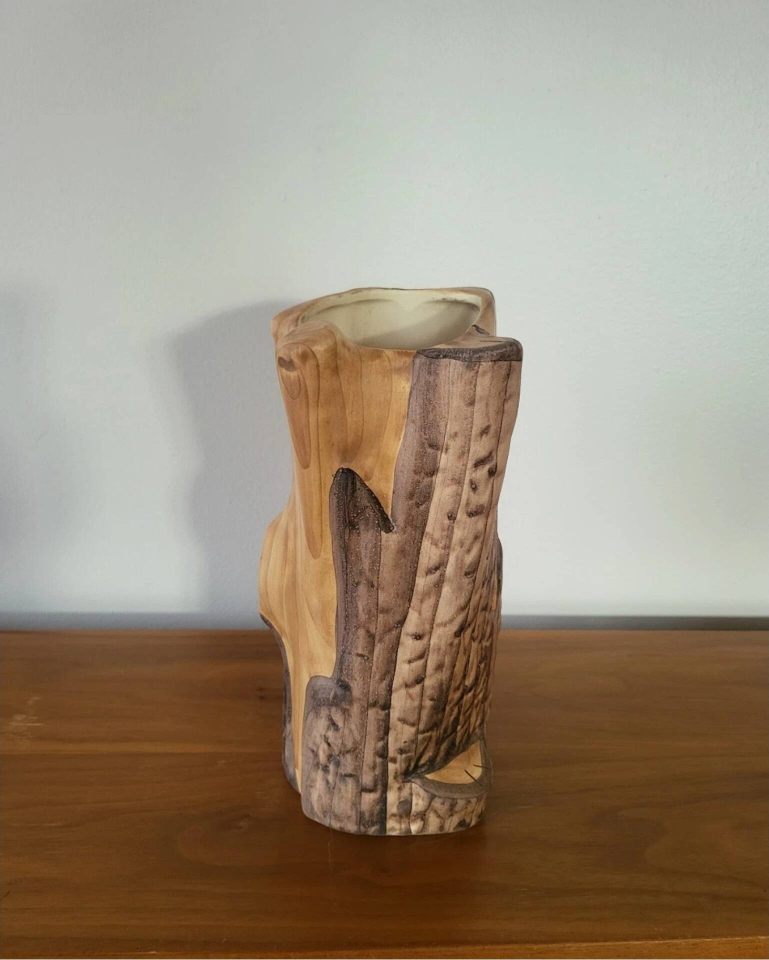 Vintage Vallauris Ceramic Vase Grandjean Jourdan Faux Wood