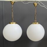 Sphere opal glass hanging lamp 1970s by Kamenicky Senov