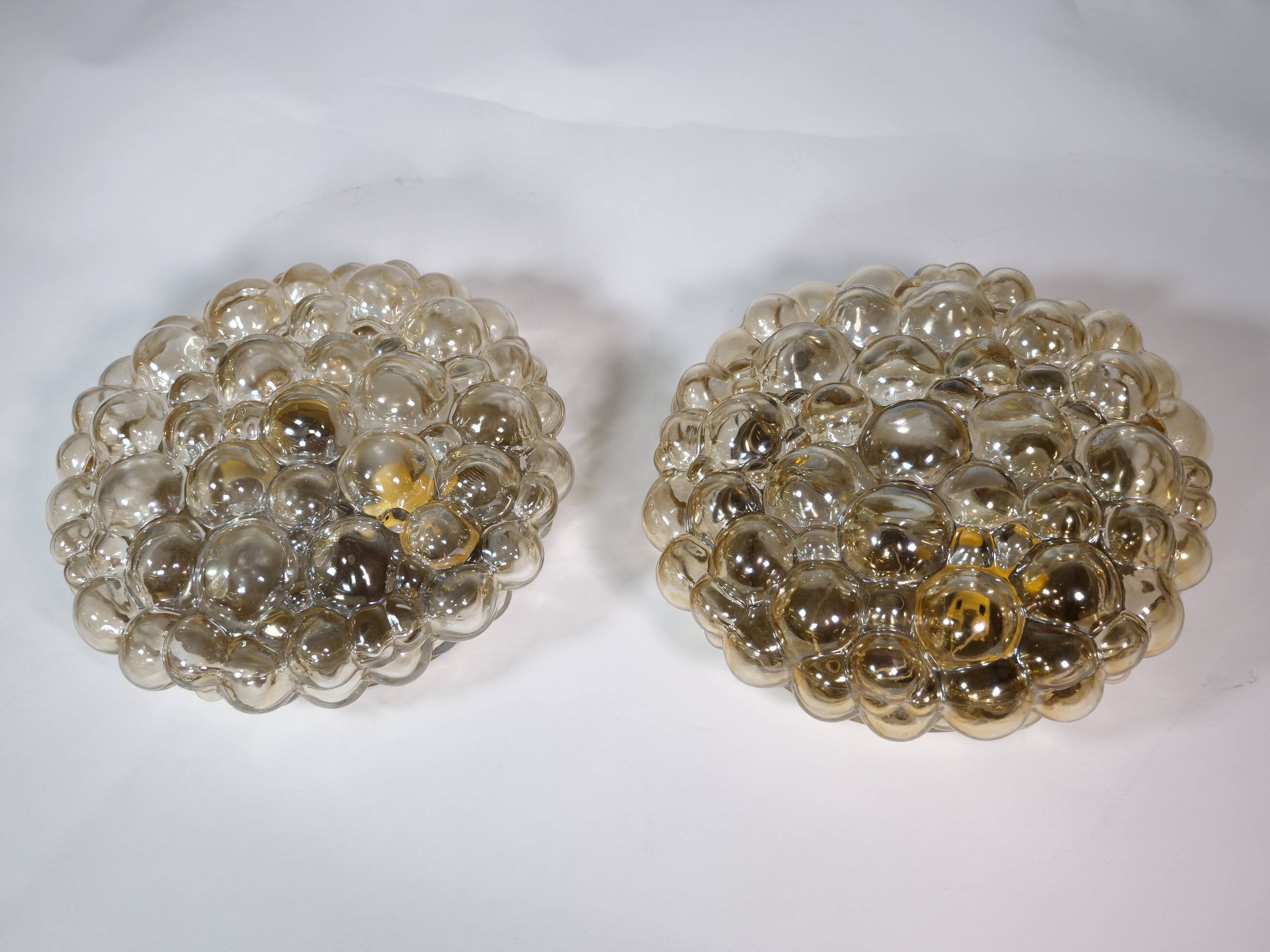 Plafonniers en verre bullé par Helena Tynell pour Glashütte Limburg, lot de 2