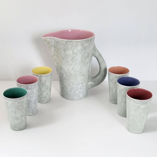 Service pichet + 6 verres vintage 1960