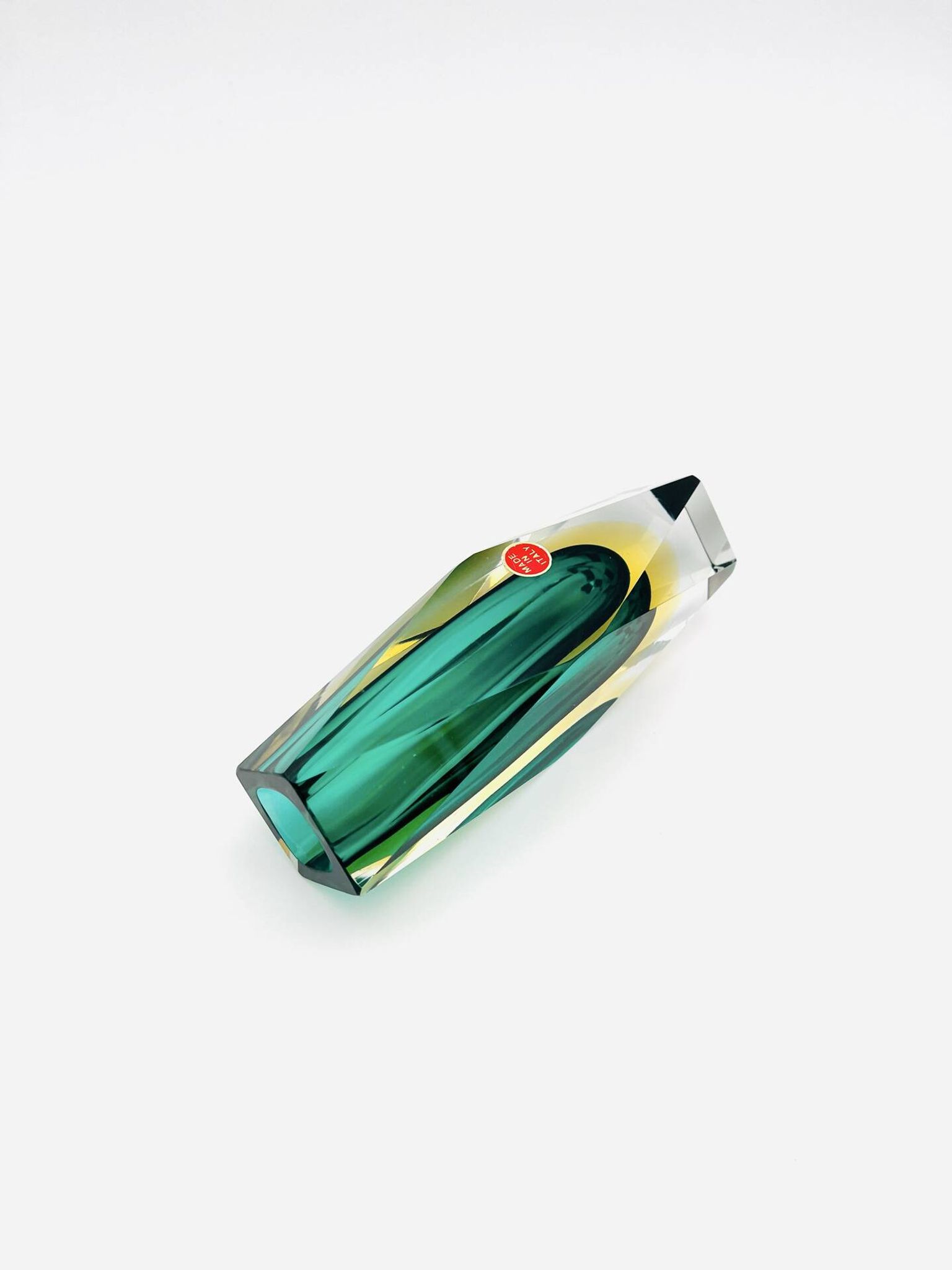 Flavio Poli vase for Seguso - Sommerso - Murano Green & Amber - 1960