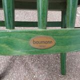 Set of 4 vintage Baumann Eden bistro chairs in green wood