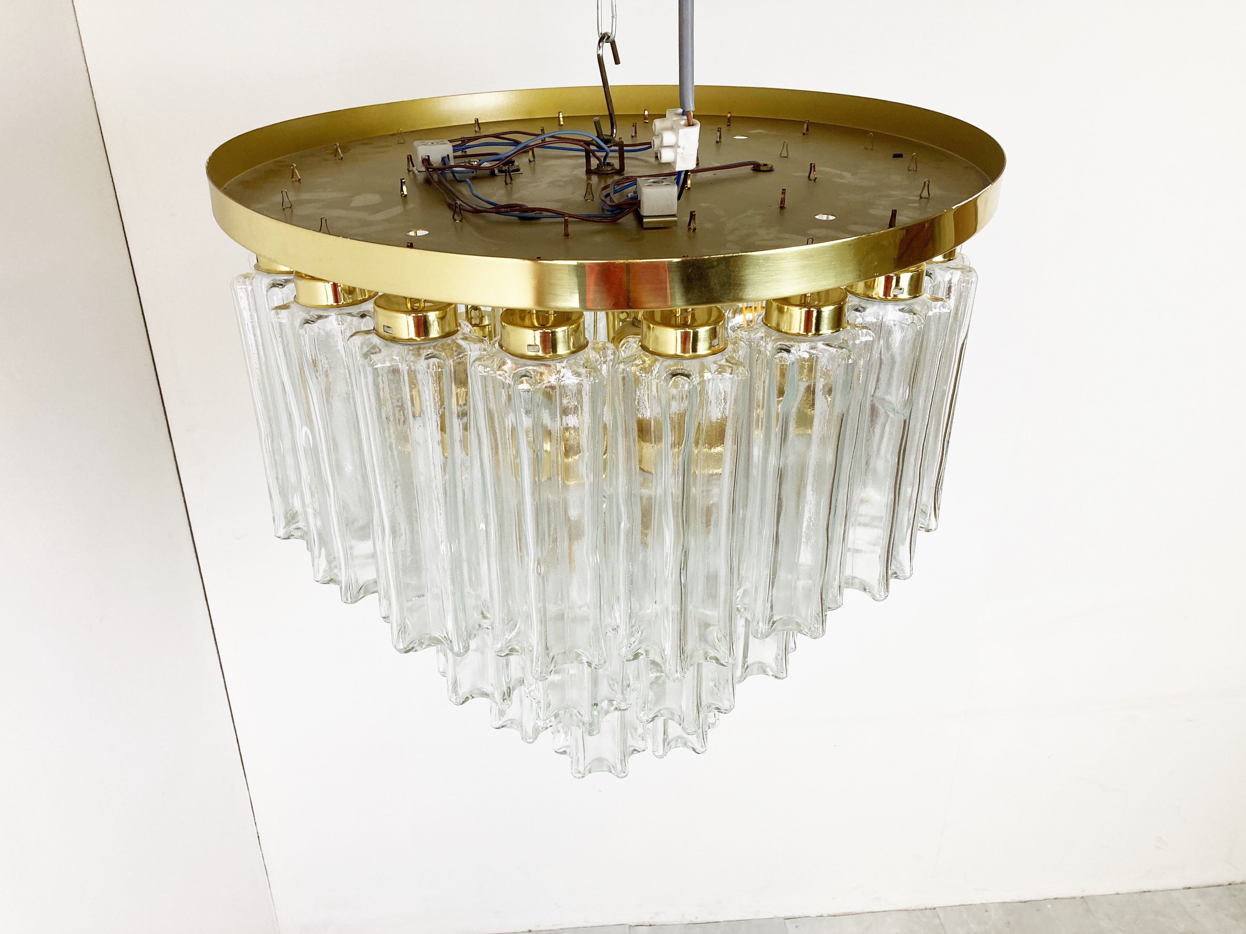 Flush mount chandelier by Glashutte Limburg, 1970s