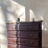Louis XV style commode renovated - natural wood top and deep stain