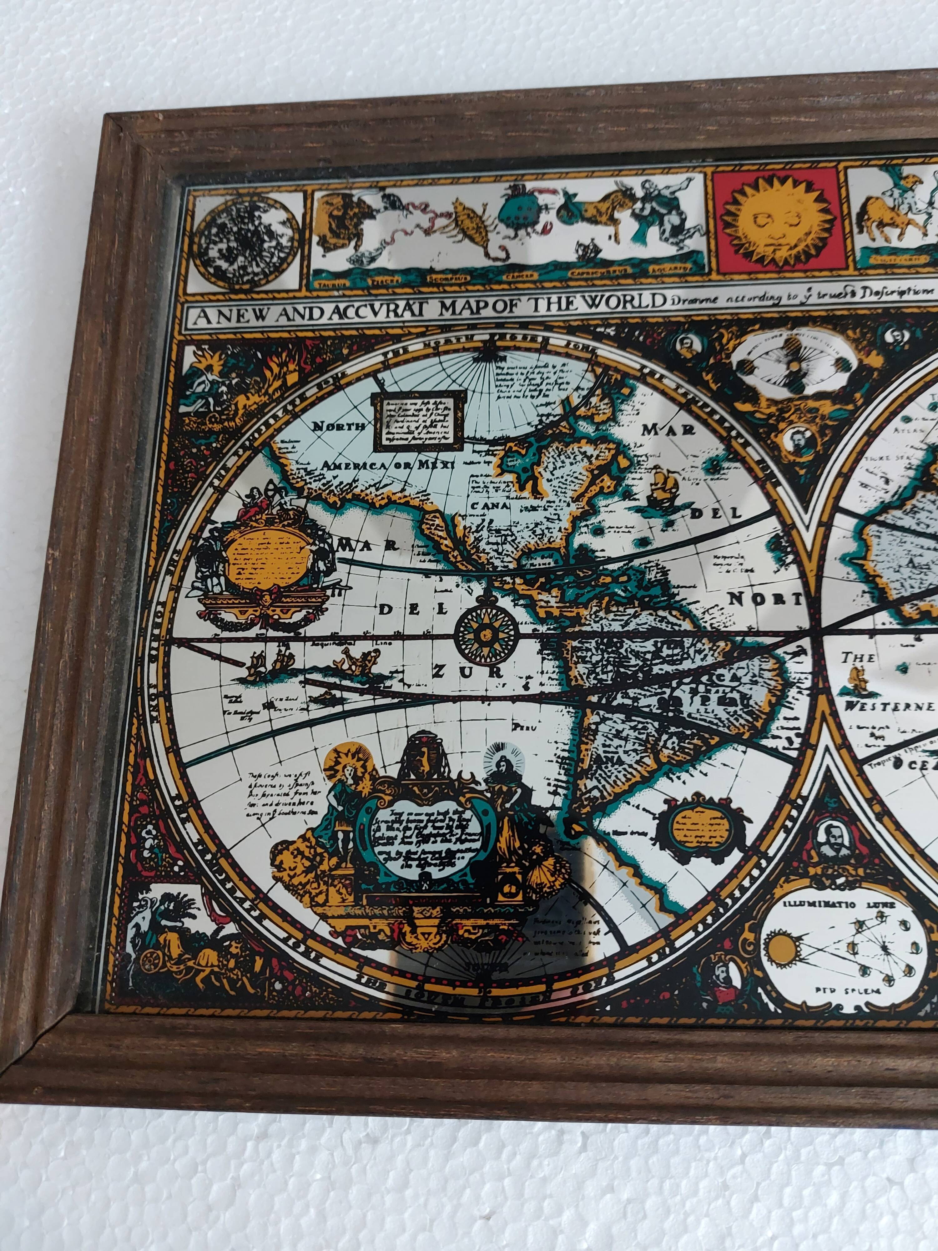 Vintage world map mirror board