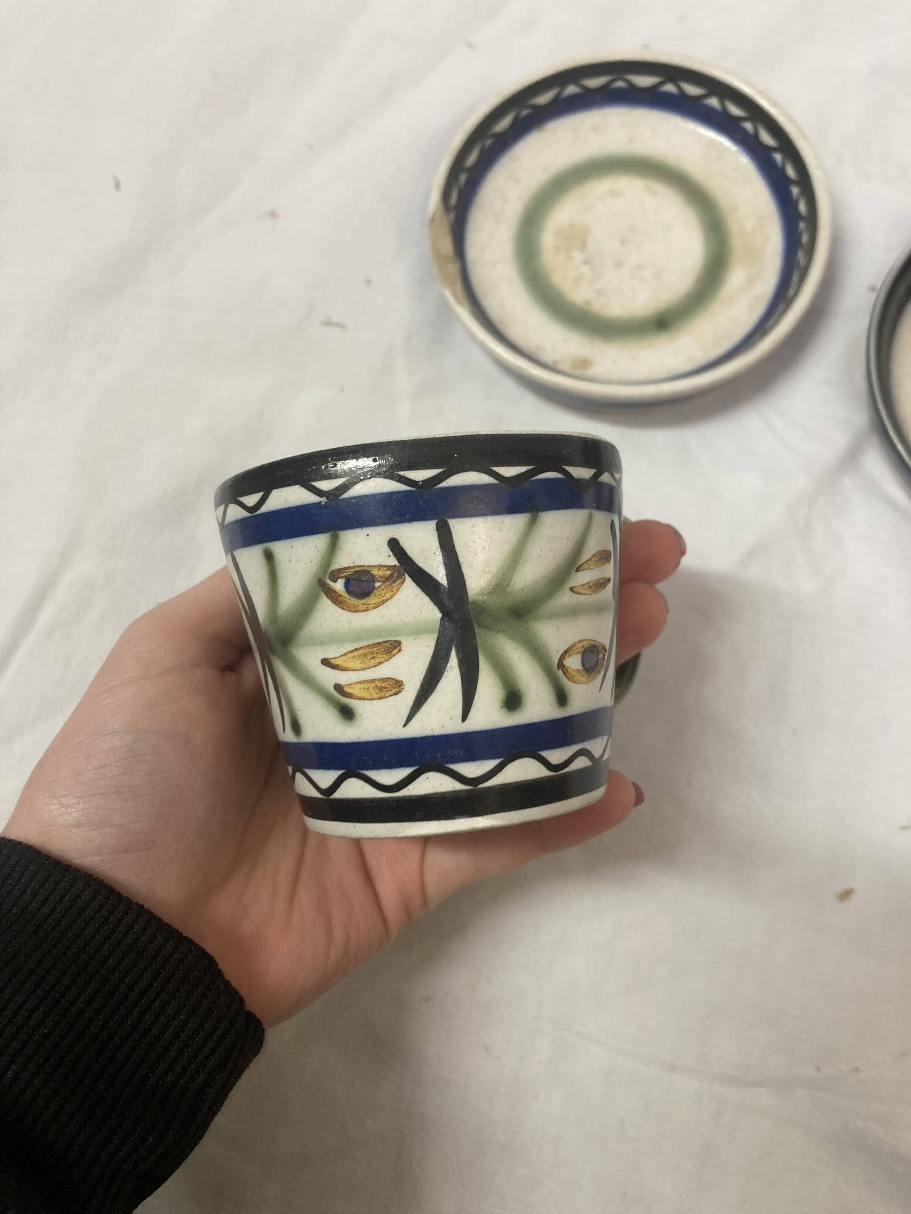 Ceramic cups keraluc quimper 1970