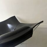 Semana design armchair in black leather and steel by D.Weeks, limited edition 1980
