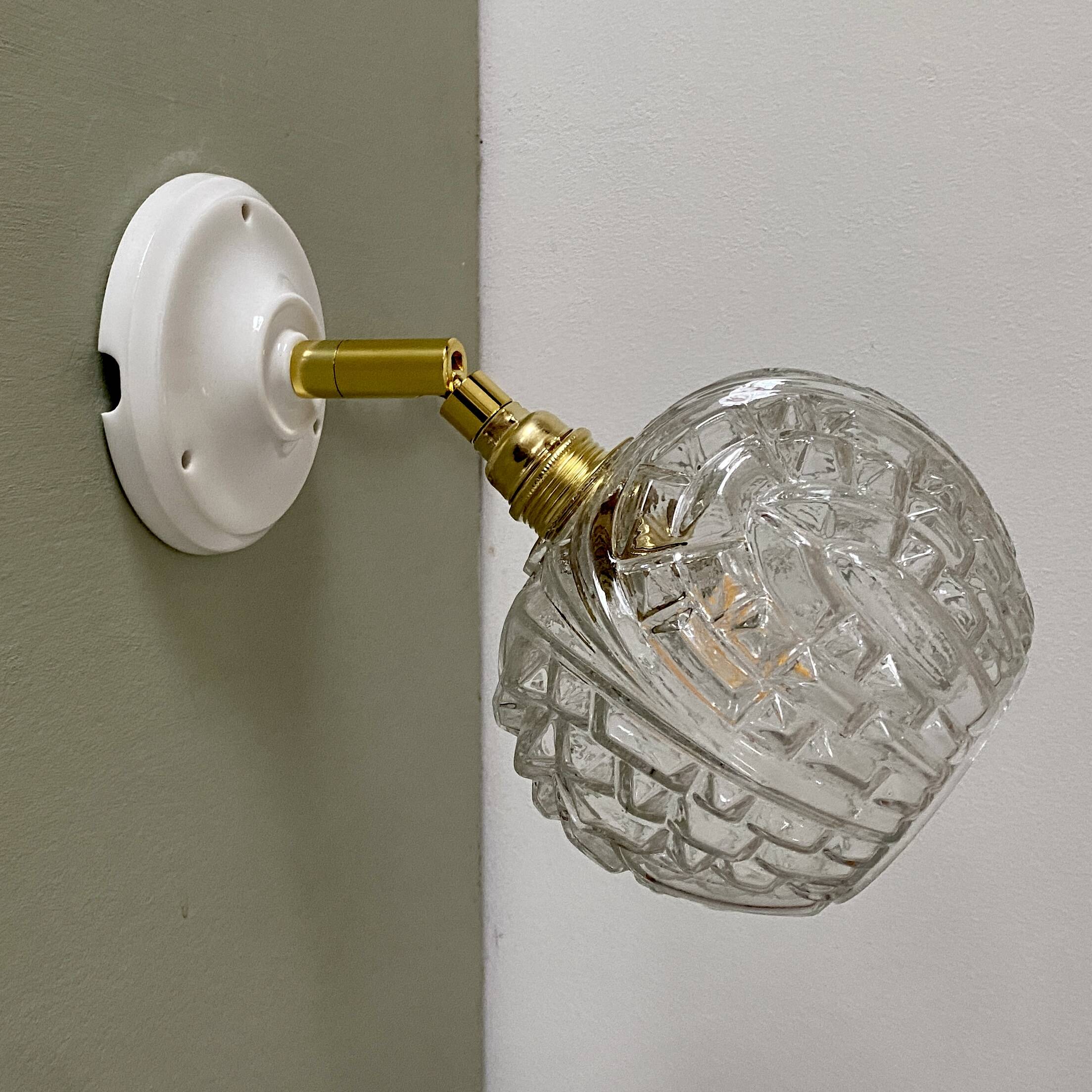 Vintage moulded glass globe wall light