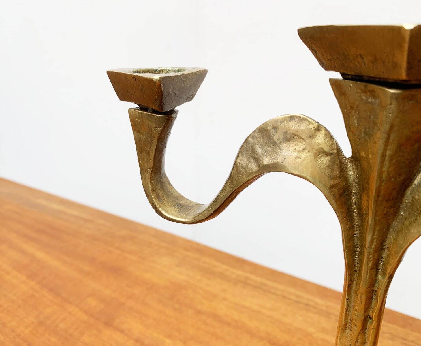 Vintage Brutalist Bronze Candle Holder