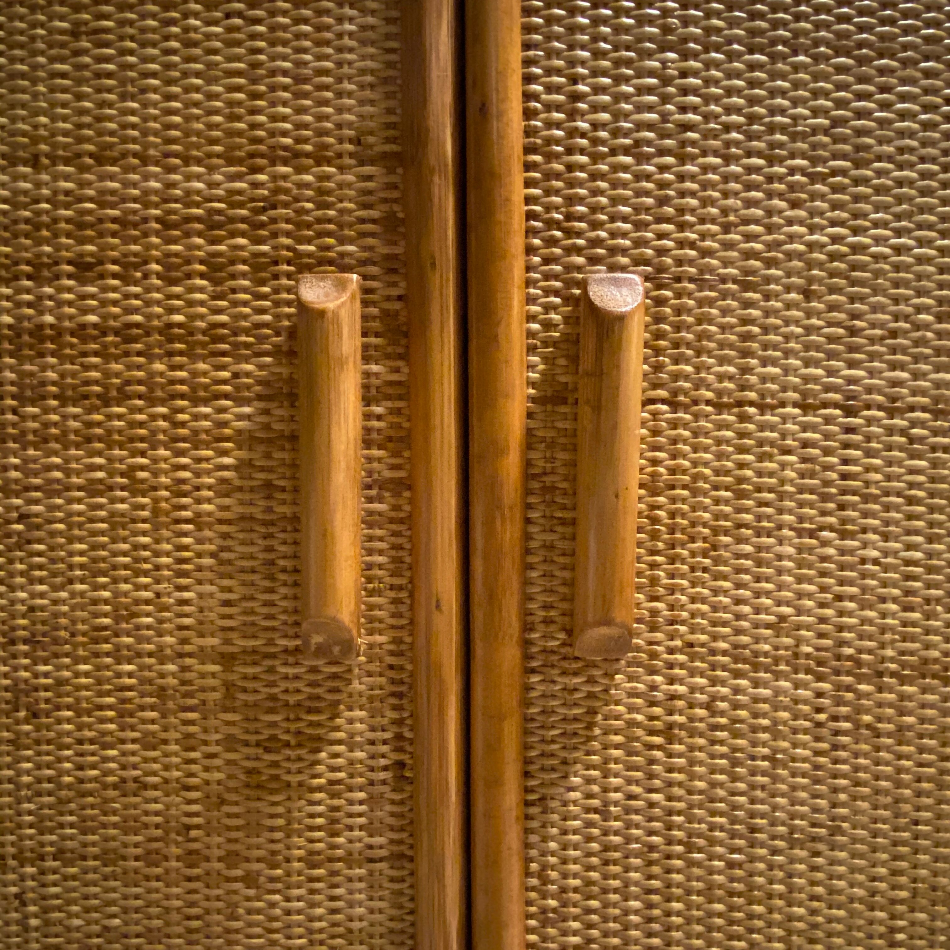 Vintage bamboo and rattan wardrobe, 1970s