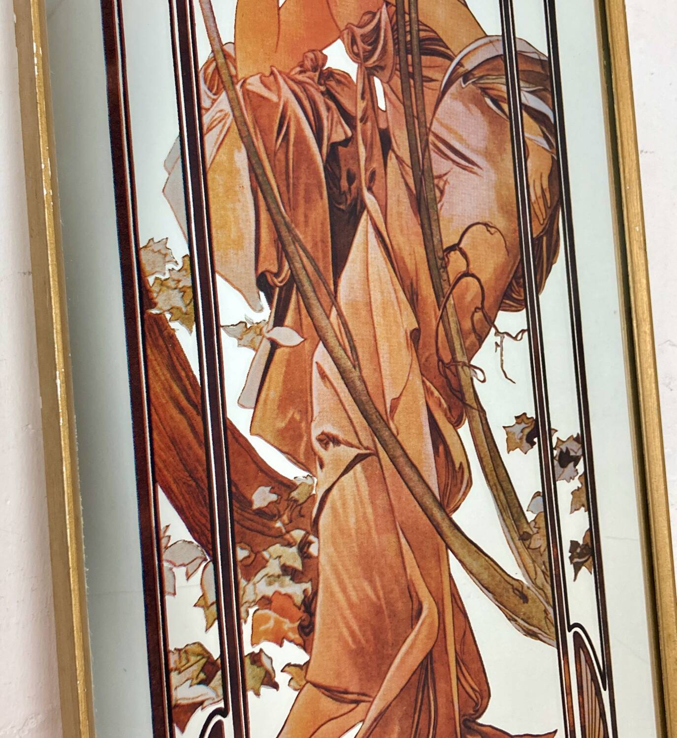 Vintage Alphonse Mucha Reverie De Soir Mirror, Art Nouveau