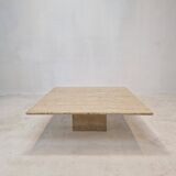Italian Square Coffee Table in Travertine, 1980s
