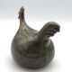 Coq vintage en grès émaillé vert olive