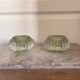 Pair of Vintage Round Glass Candle Holders