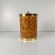 Vintage ice bucket in plastic with an elm burl effect, 1970.