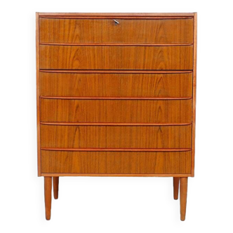 High Chest of Drawers in Teak, 1970s