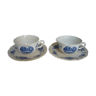 2 cups lunch earthenware of sarreguemines blue flowers