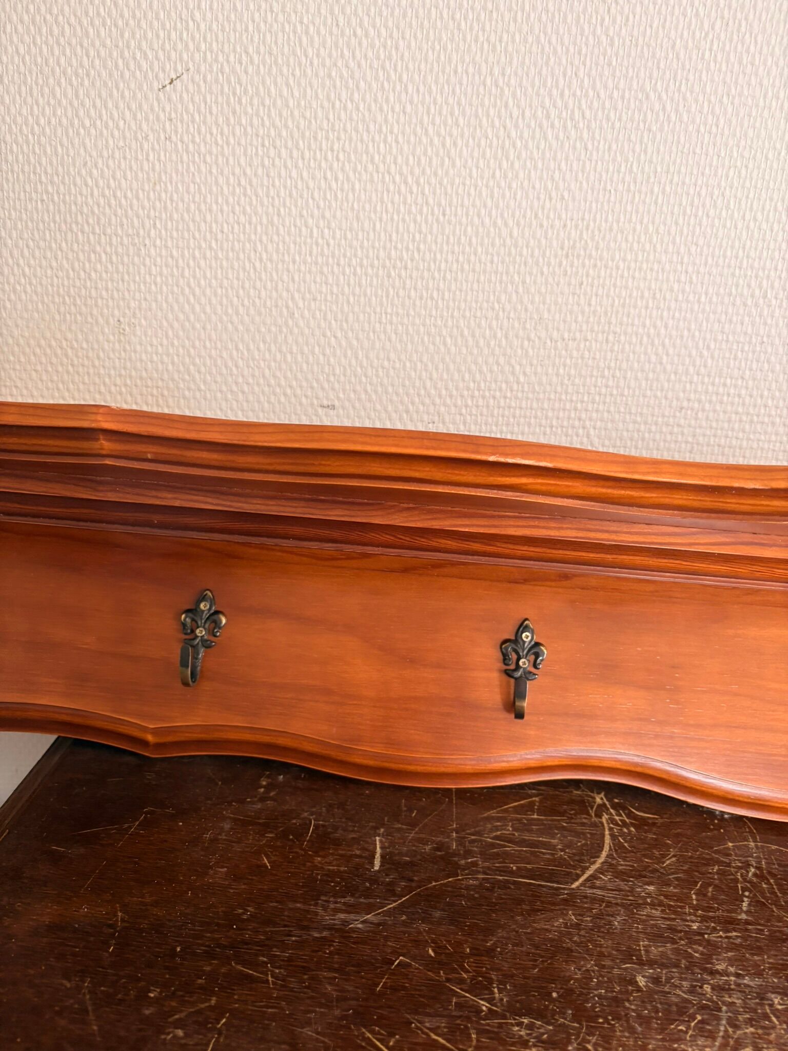 Wall-Mounted Coat Rack Rustic Wooden Shelf