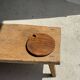 Average circular teak monoxyle chopping board with handle 26 x 18.