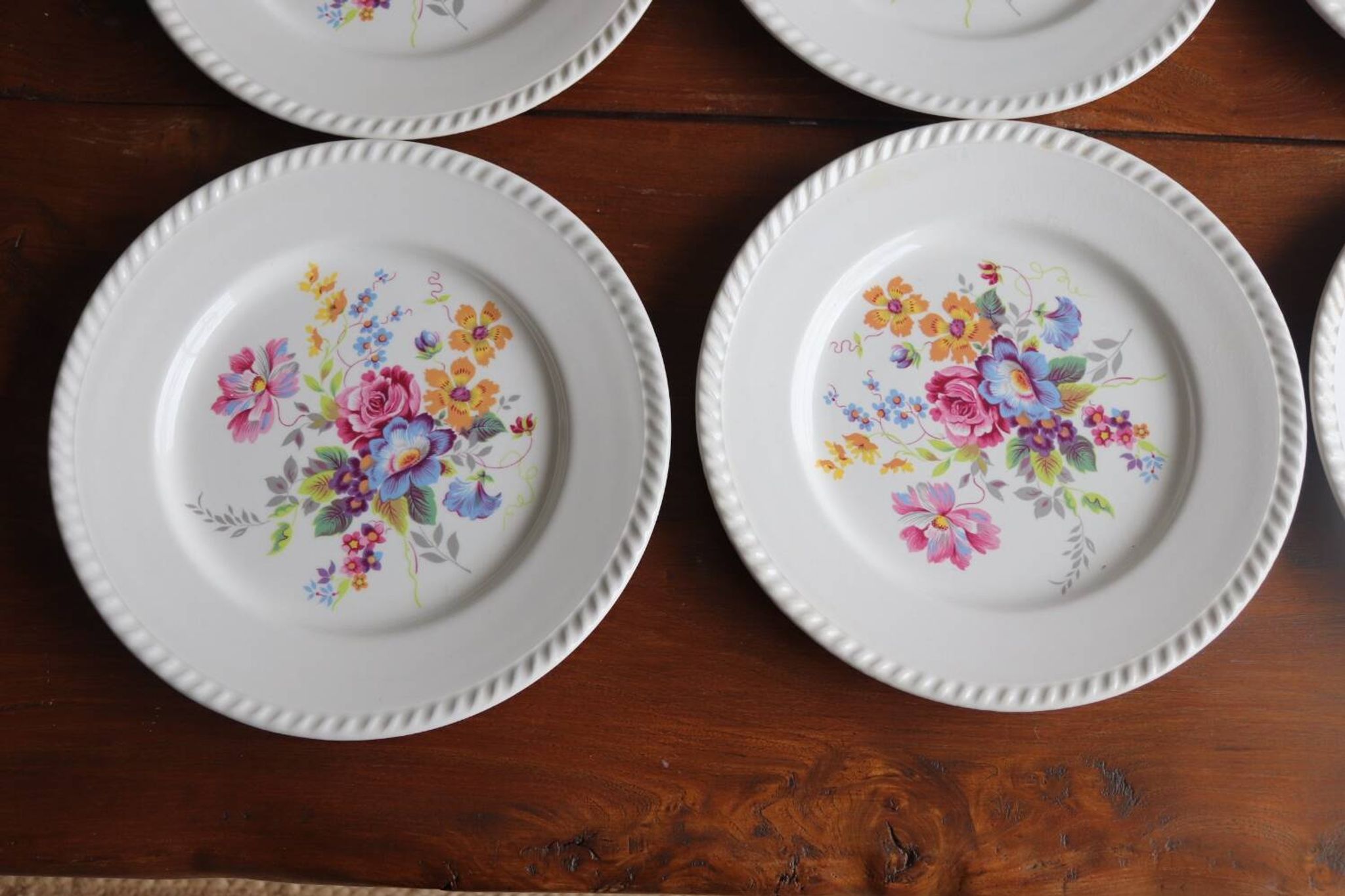6 flowery plates KG Lunéville