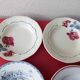 Set of six mismatched antique soup plates