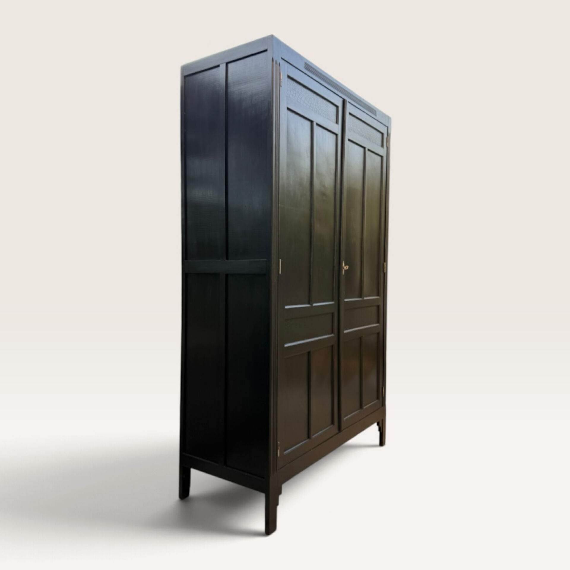 Renovated black Art Deco Parisian wardrobe