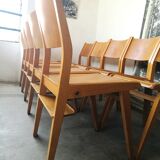Set of 10 theater chairs wood honey