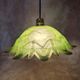 Large vintage marbled green glass lampshade – star-shaped flower design – 35 cm