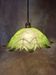 Large vintage marbled green glass lampshade – star-shaped flower design – 35 cm