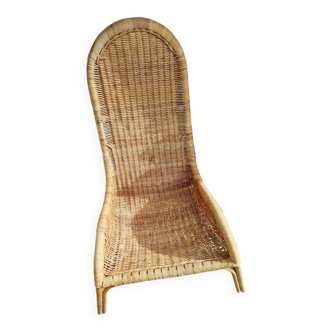Vintage 80s rattan recliner armchair from Ikea