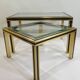 Set of Nesting Coffee Tables in Gold Metal & Beveled Glass by Pierre Vandel