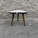 Small triangular table coffee table with a vintage tripod door midcentury plant 1950