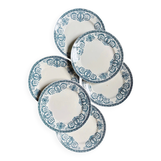 6 dessert plates Léon Graves in ironstone, "Marie-Louise" service