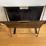 Leather and gilded brass magazine holder