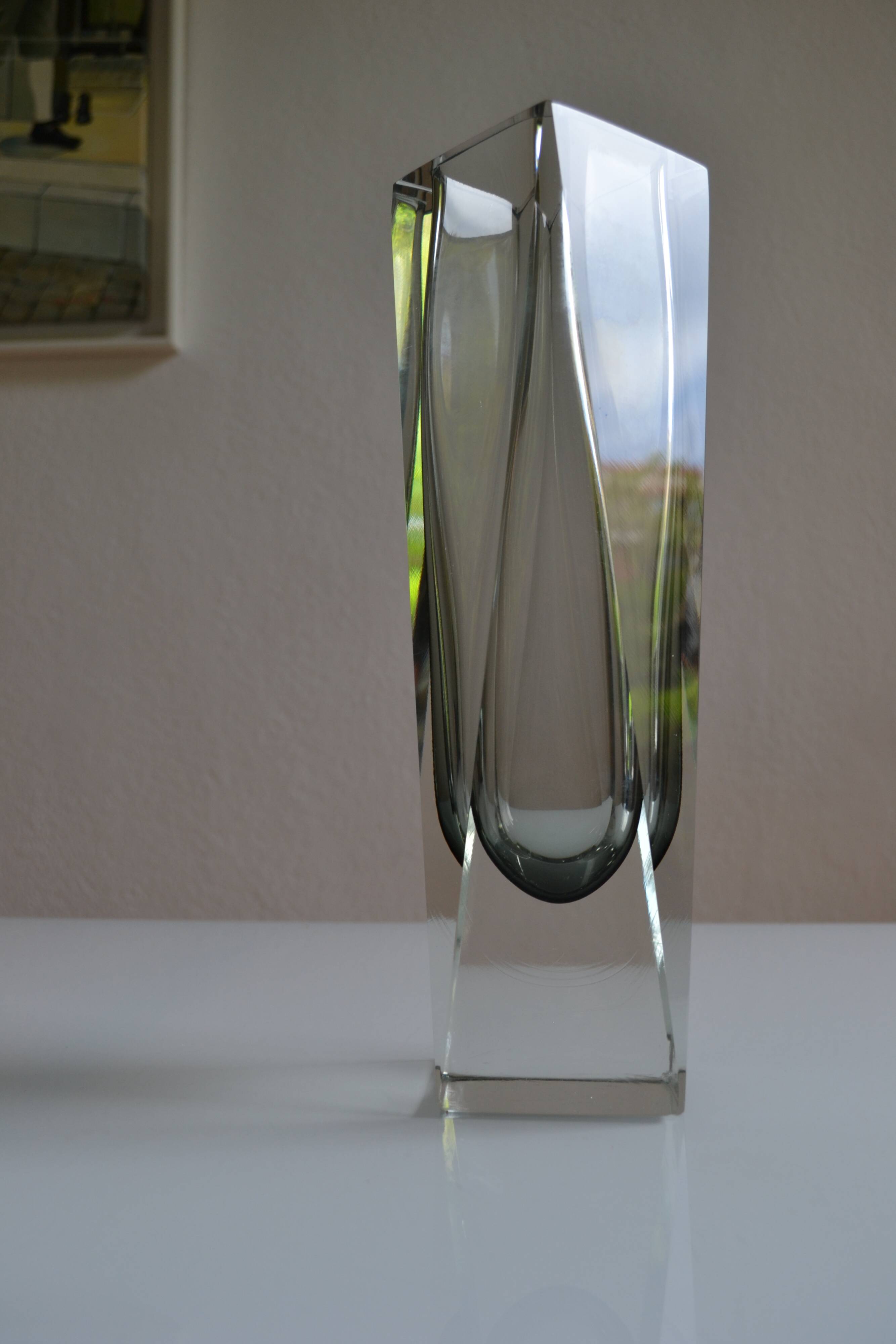 Murano Sommerso Vase Gray Blue 30 cm Vintage 1970