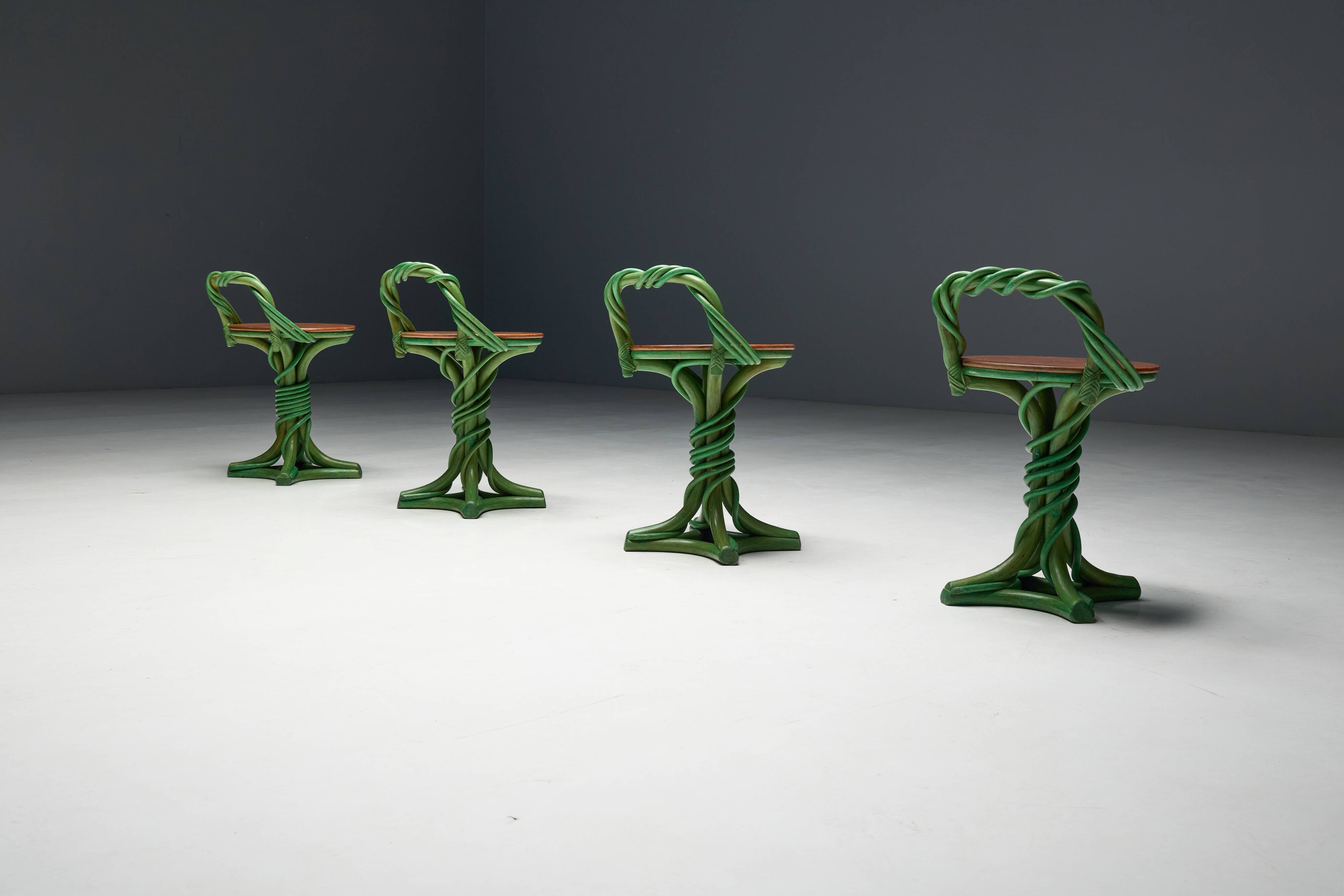 Whimsical Vine Twist Stools, France, Late 20th Century