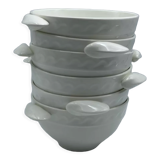 Six bowls for fish soup or Gien mussels