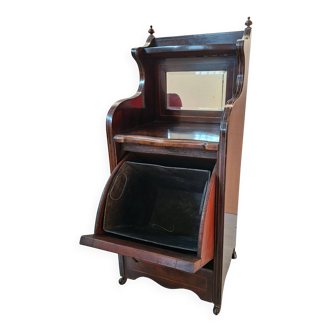 Antico Purdonium Vittoriano Mobiletto Porta Carbone con Specchio